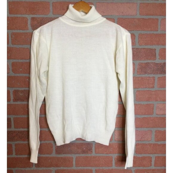 Vintage Passport 360 Off White Turtleneck Sweater M 100% Acrylic Made In Korea - Picture 1 of 7